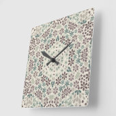 Horloge Carrée Rétro, floral (Angle)