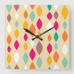Horloge Carrée Rétro motif d'abrégé sur style