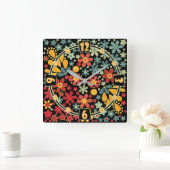 Horloge Carrée Retro. Motifs floraux 2 (Maison)