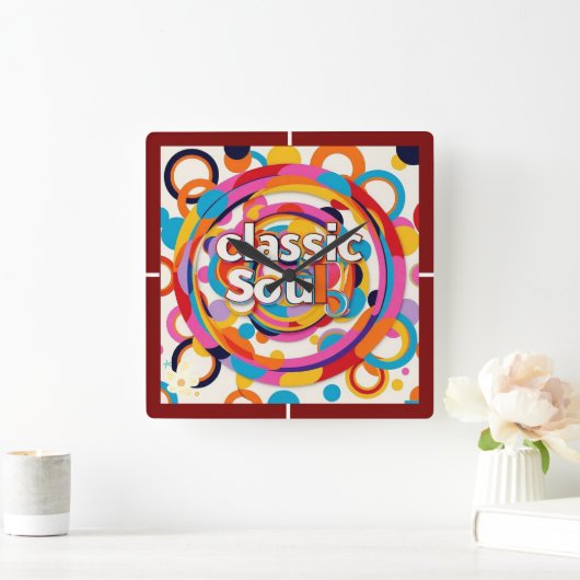 Horloge Carrée "Retro Rhythms" (Maison)