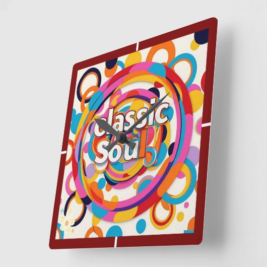 Horloge Carrée "Retro Rhythms" (Angle)