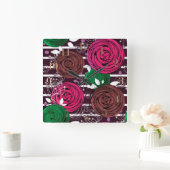 Horloge Carrée Rétro, rustique, folk (Maison)