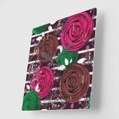 Horloge Carrée Rétro, rustique, folk (Angle)