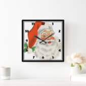 Horloge Carrée Retro Santa Claus and Holly (Maison)