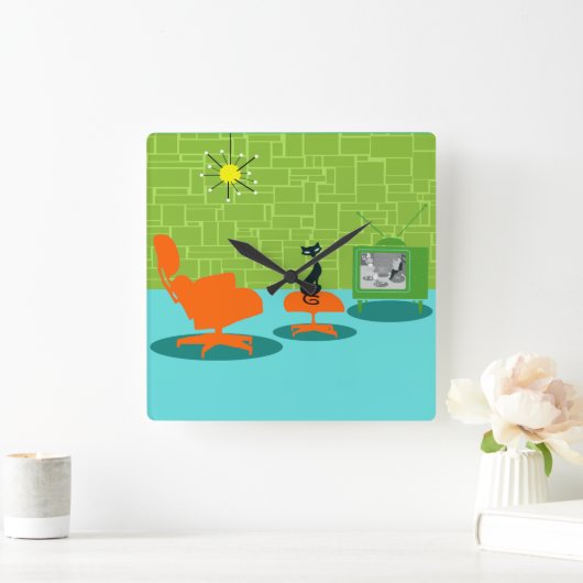 Horloge Carrée Retro Space Age (Maison)