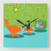 Horloge Carrée Retro Space Age (Recto)