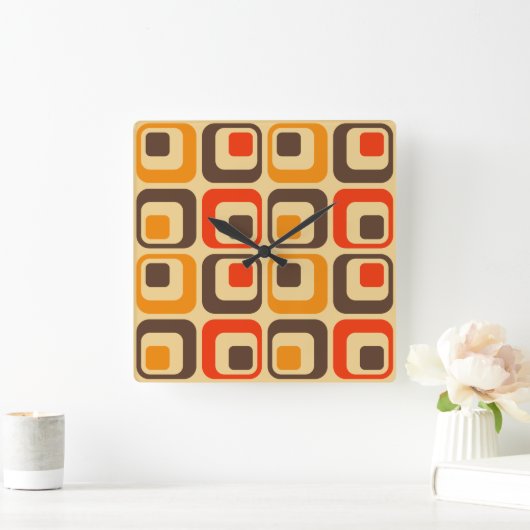 Horloge Carrée Rétro Squares Pattern (Maison)