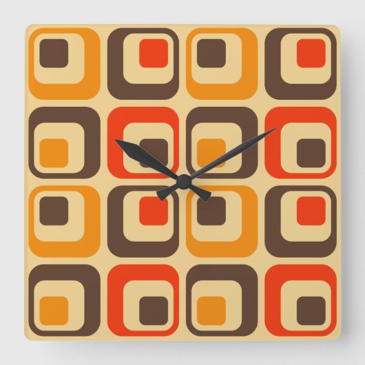 Horloge Carrée Rétro Squares Pattern (Recto)