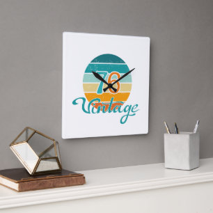 Horloge Carrée Retro Sunset 76 Vintage