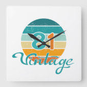 Horloge Carrée Retro Sunset 81 Vintage Distressed (Recto)