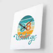 Horloge Carrée Retro Sunset 88 Vintage Distressed (Angle)