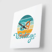 Horloge Carrée Retro Sunset 89 Vintage Distressed (Angle)