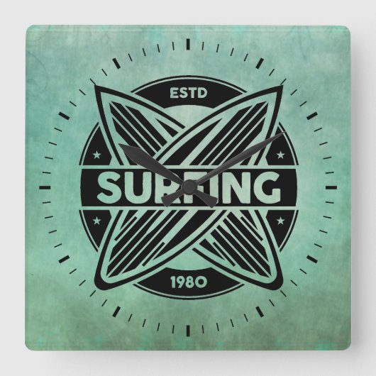 Horloge Carrée Retro Surfboards Wall Clock (Recto)