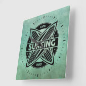 Horloge Carrée Retro Surfboards Wall Clock (Angle)