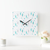 Horloge Carrée Retro Turquoise Diamond et Starburst Wall Clock (Maison)