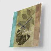 Horloge Carrée Rêve de trio de nature (Angle)