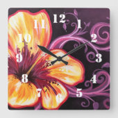 Horloge Carrée Rêve d'Hibiscus (Recto)