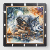 Horloge Carrée Rêve indien : Rivière des Réflexions (Recto)