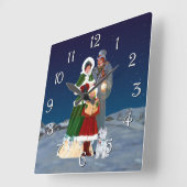 Horloge Carrée Réveillon de Noël (Angle)