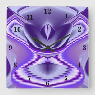 Horloge Carrée Rêves arc-en-ciel à fleurs violettes