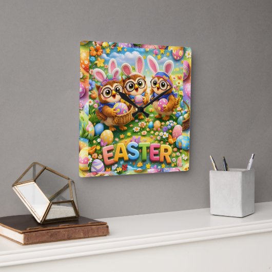 Horloge Carrée rex hoot clock easter nursery gifts (Bureau)