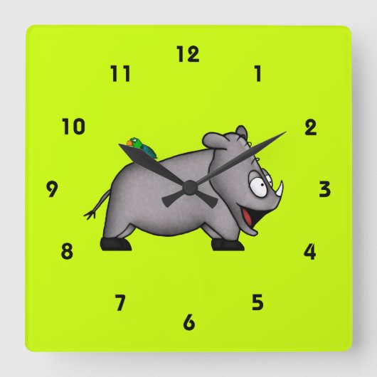 Horloge Carrée Rhinocéros de bébé (Recto)