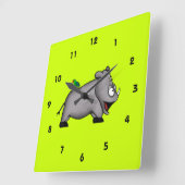 Horloge Carrée Rhinocéros de bébé (Angle)