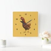 Horloge Carrée Rhode Island Red Hen Chicken Wall Clock (Maison)