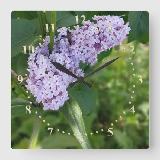 Horloge Carrée rideau lilas (Recto)