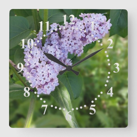 Horloge Carrée rideau lilas (Recto)