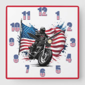 Horloge Carrée Rider avec le drapeau américain (Recto)