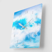 HORLOGE CARRÉE RIDERS DE VAGUES BLEUS OCEAN DOLPHIN (Angle)