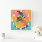 Horloge Carrée Risographe orange (Maison)