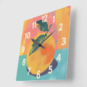 Horloge Carrée Risographe orange (Angle)