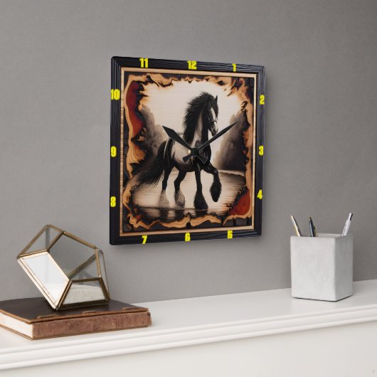 Horloge Carrée Riverbank Monochrome : Vanneur Gitan en Bois Charn (Bureau)