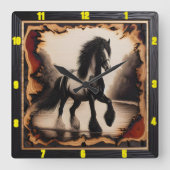 Horloge Carrée Riverbank Monochrome : Vanneur Gitan en Bois Charn (Recto)