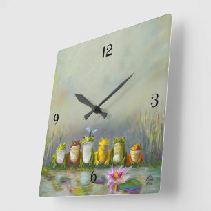 Horloge Carrée Rivière Ribbit