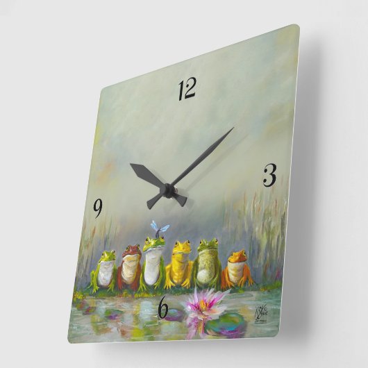 Horloge Carrée Rivière Ribbit (Angle)