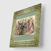 Horloge Carrée Robe Victorienne Avec Bow Rose (Angle)