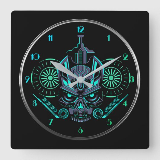 Horloge Carrée Robo Skull (Recto)