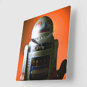 Horloge Carrée Robot de jouet recadré rétro 02 (Angle)