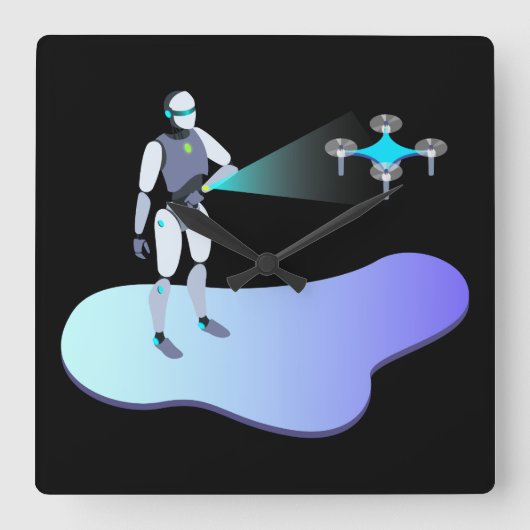 Horloge Carrée Robotique (Recto)