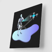 Horloge Carrée Robotique (Angle)