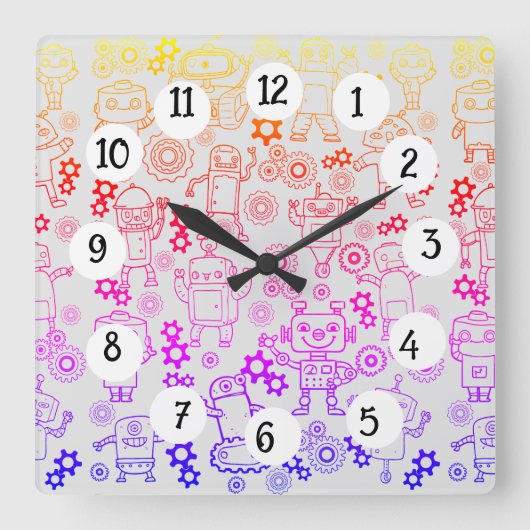 HORLOGE CARRÉE ROBOTS (Recto)