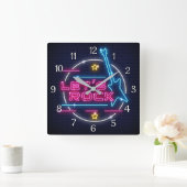 Horloge Carrée Rock Retro Neon (Maison)