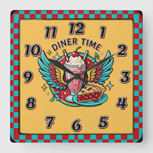 Horloge Carrée Rockabilly (Recto)
