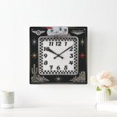 Horloge Carrée Rockabilly (Maison)