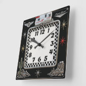 Horloge Carrée Rockabilly (Angle)