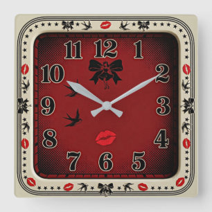 Horloge Carrée Rockabilly