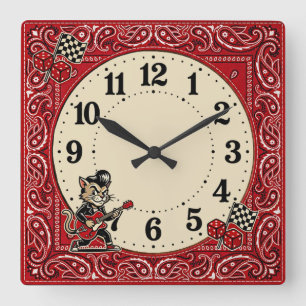 Horloge Carrée Rockabilly